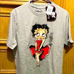 Betty Boop Gray Tee with Vibrant Red Dress